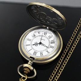 Tiong Dad Pocket Watch Vintage Steampunk Quartz Pocket Watches with Chain for Men Birthday Father's Day Gifts Pocket Watch for Father in Law 1bsn070-Bronze, 1BSN070-BONZE