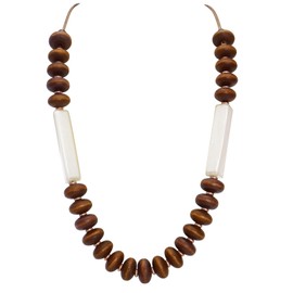 Coiris Layer Chunky Wood Beaded Necklace Exaggerated Statement Bead Collar Necklace Bib Necklaces (N0122)