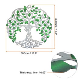 PATIKIL Metal Tree Wall Decor, Tree of Life Wall Sculpture Ornament Hanging Wall Decoration for Home Indoor Outdoor, Green Silver