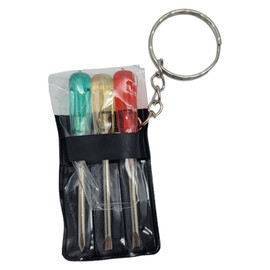 ZUGAR LAND Mini Screwdriver Set Keychain with 3 Tools (2.5") Miniature Metal Screwdriver Set Key Chains Includes 2 Flathead Screwdrivers and 1 Crossing Screwdriver in a Portable Pouch (6 Packs)