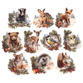 Ideen mit Herz 3D Motifs, Cut-Out, Approx. 7-10 cm, Pack of 10 | Pictures for Crafts & Decorating | Make Your Own Greeting Cards | Picture Motifs for Scrapbooking & DIY Decoration (Animals in Winter)