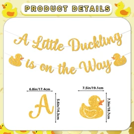 Duck Baby Shower Decorations Glitter A little Duckling Is On The Way Banner Hanging Swirls for Farm Animals Duck Themed Gender Reveal Party Decor