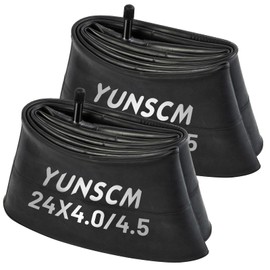YUNSCM 2-PCS 24" Fat E-Bike Tubes 24x4.0/4.5 AV32MM Schrader Valve 98/112-507 Inner Tubes Compatible with 24 x 4.0 24x4 24x4.5 Electric Bike Bicycle Tire Tubes(G-272)