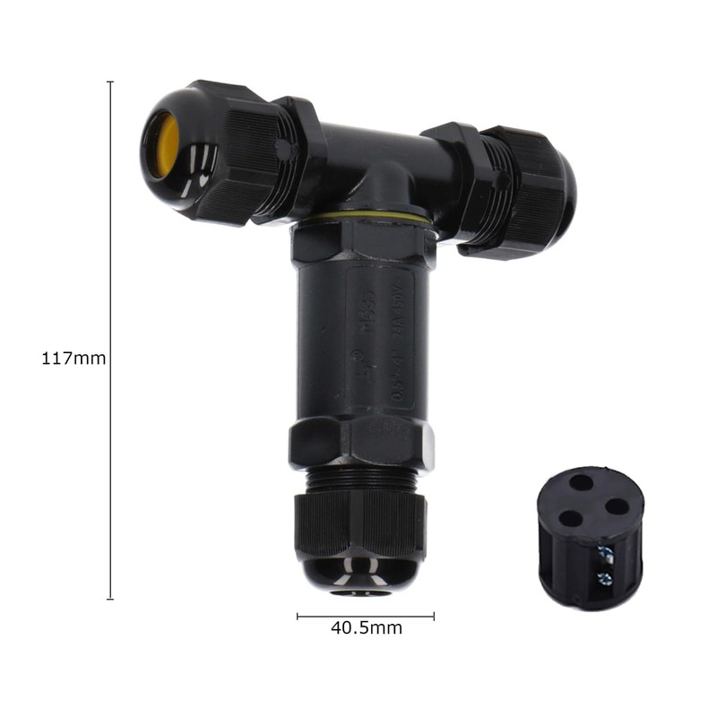 LNGJIN Pack of 3 Cable Connectors Waterproof T-Shape Cable Sleeve