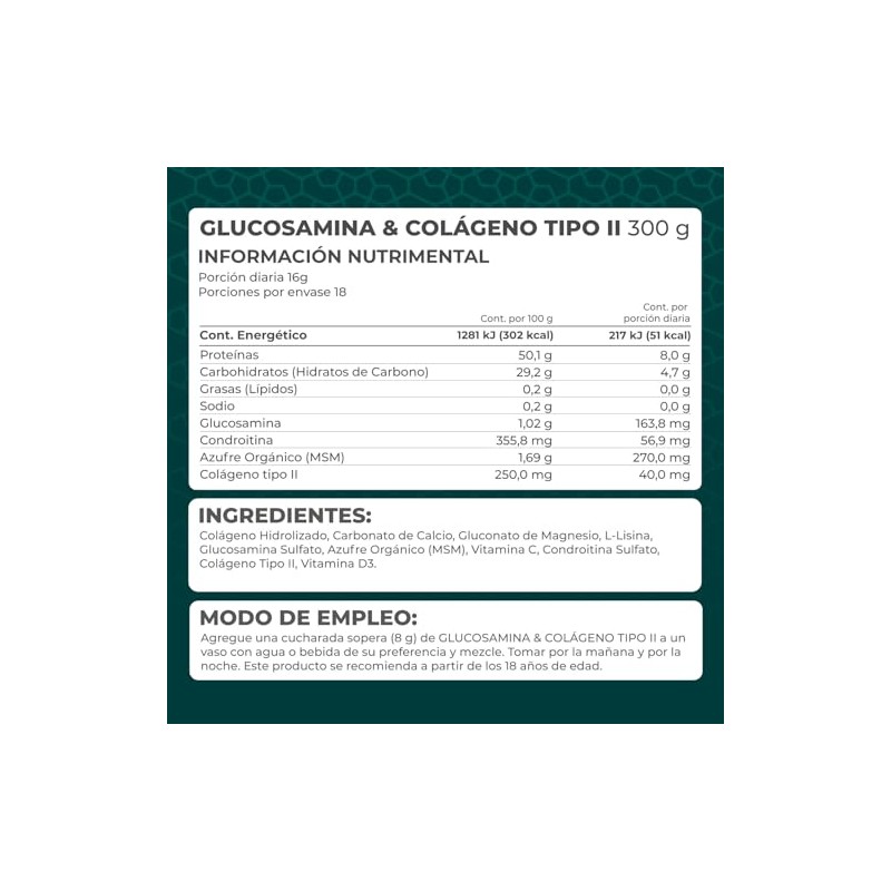 PRONAT | Glucosamina & Colágeno Tipo II Sin Sabor 300
