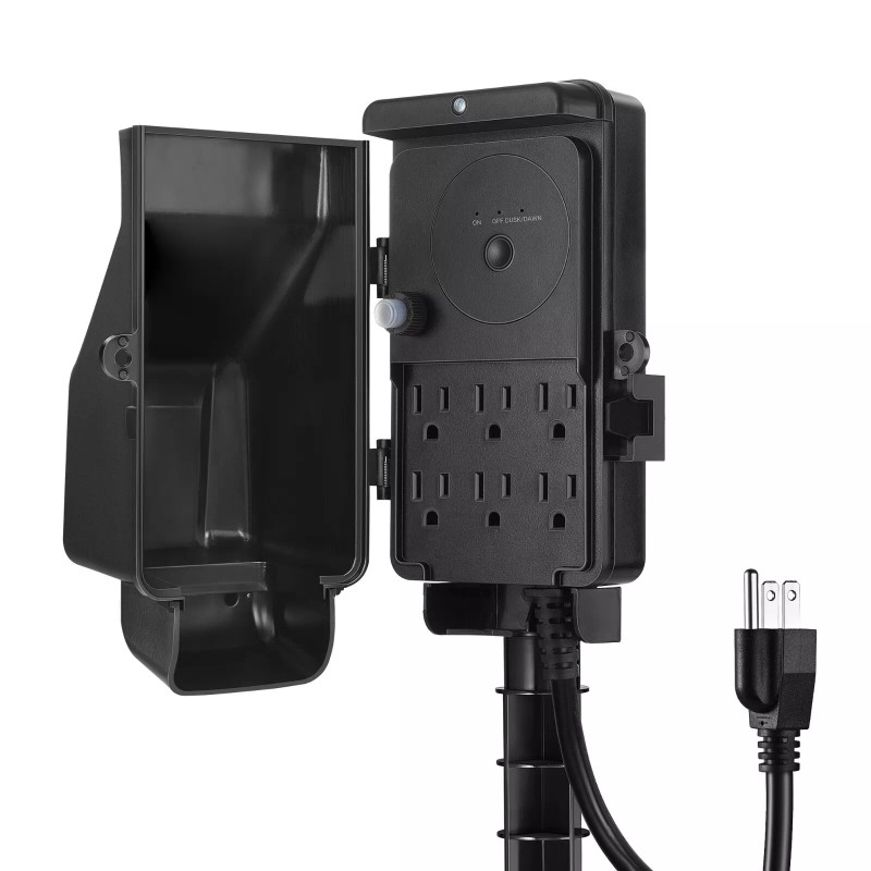 DEWENWILS Hallow Dusk to Dawn Outdoor Power Strip Stake Overload