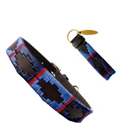 Carlos Diaz Genuine Leather Waxed Embroidered Polo Dog Collar M