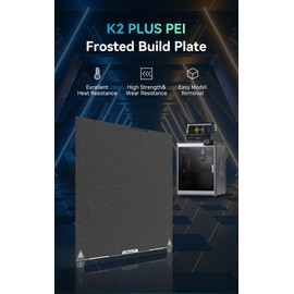 Creality Upgraded K2 Plus PEI Frosted Build Plate Kit (370 * 370mm), Without Magnetic Flexible Steel Plate, Excellent Heat Resistance, 3D Printer Platform for K2P