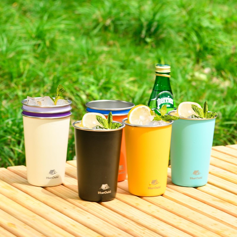 HurOutd 8 Pack Stainless Steel Cups 16oz - Colorful Stackable