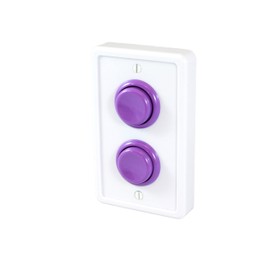 Arcade Light Switch Plate Cover, Single Switch (White/Purple), 1-Gang Standard Size Rocker Wall Plate, Game Room Decorator, Kid Bedroom Wallplate, Faceplate Replacement