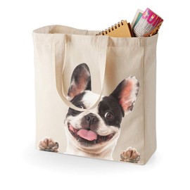 Super Lemon French Bulldog Tote Reuseable Shopping Bag Novelty Present Gift Printed Eco-Friendly Stylish Long Handled Tote Shoulder Bag, Great Gift Or Present for Any Dog Lover
