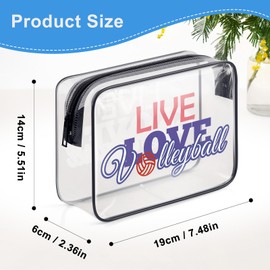 Volleyball Gifts Volleyball Lover Gifts Makeup Bag Volleyball Team Inspirational Gifts Clear PVC Cosmetic Bag Birthday Graduation Gifts for Girls Women Volleyball Player Friends Zipper Toiletry Pouch