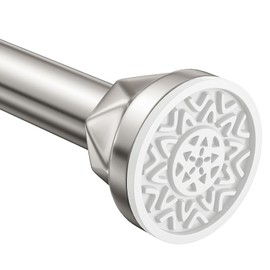 Nickel No-Drill Shower Rod - 32-80 Inches, Anti-Slip Tension Curtain Rod