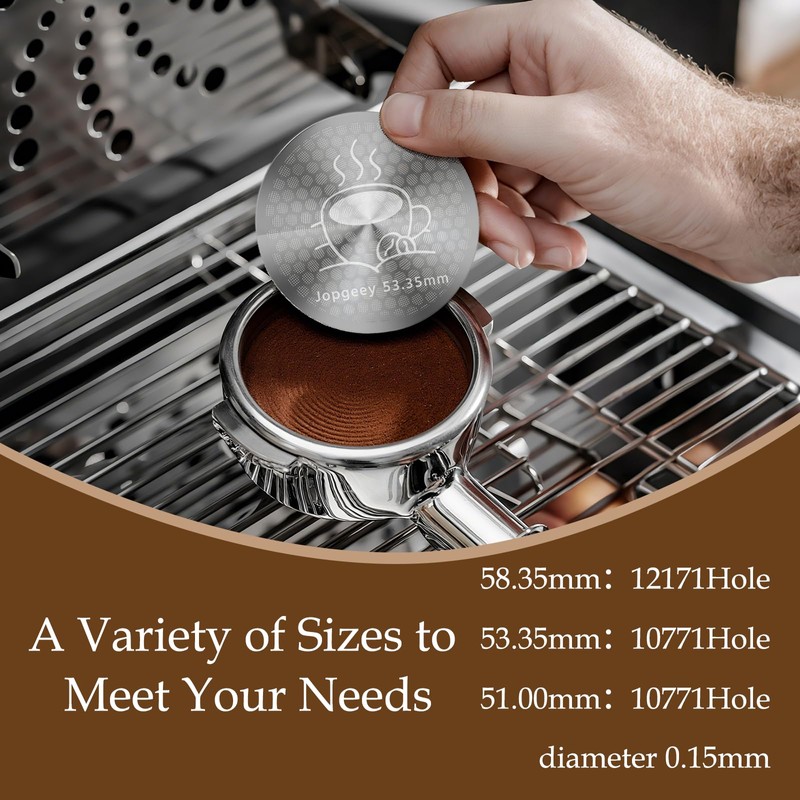 2 Pack 53.35mm Espresso Puck Screen with Stand, 0.9mm 150μm