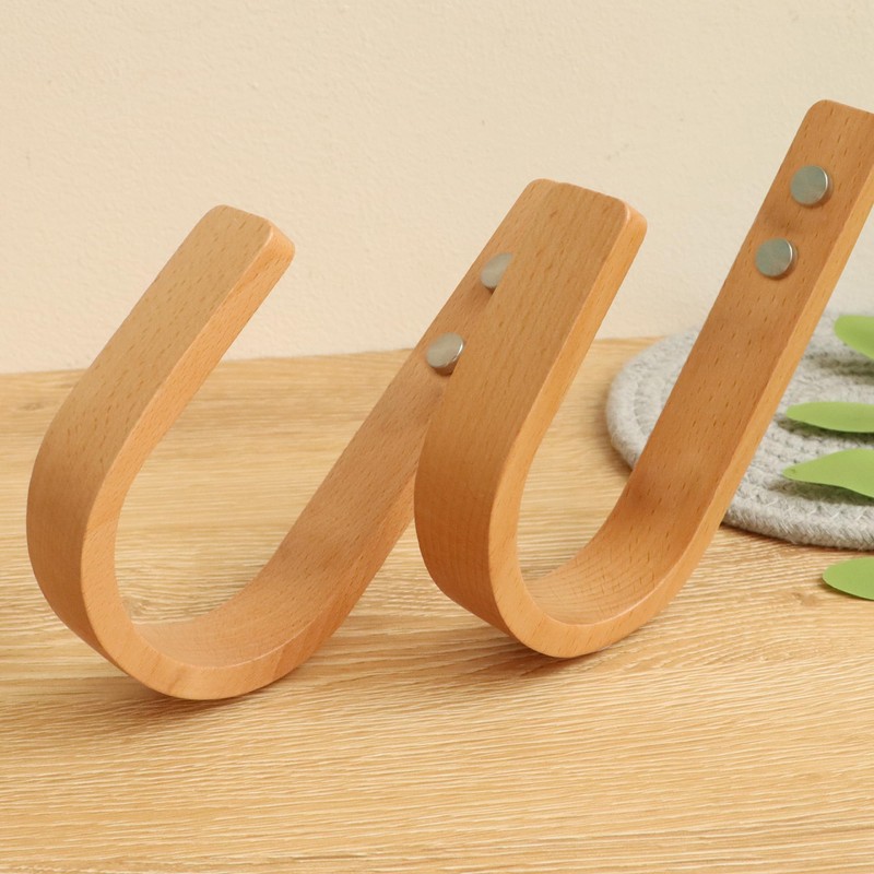 OCIOLI 2 Pieces Curtain Tiebacks Wood Curtain Holdbacks U Shaped