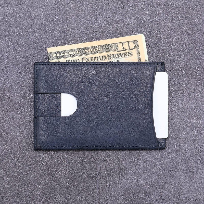 Leather Thin Card Holder, Slim ID Case Small Credit Card