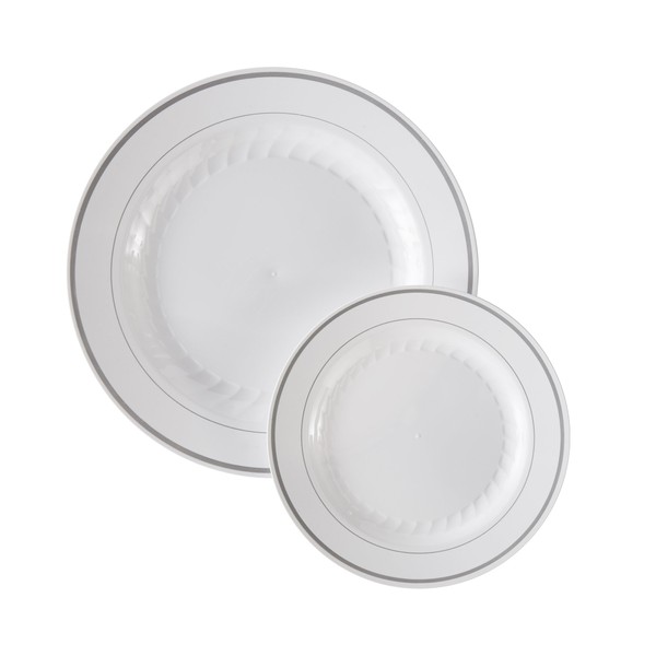 Masterpiece Premium Quality Heavyweight Plastic Plates: 25 Dinner Plates and 25 Salad Plates