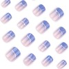 Blue Press on Nails Short Square MABKJLF Petite Fake Nails