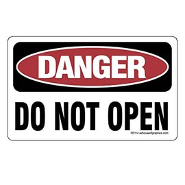 Danger Do Not Open Stickers (2.5 x 1.5 inch - 6 PACK) Danger Sticker for Breaker Box Labels, Confidential Stickers, Freezer Labels, Black File Folder Labels, Electrical Box Labels In/Out Door Sign