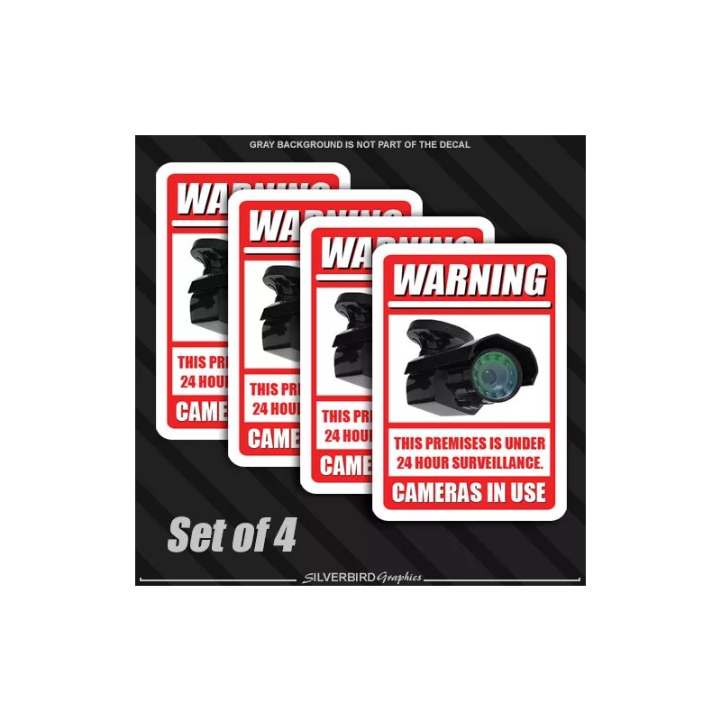 Silverbird Graphics 4 pack Security Camera Sticker Surveillance System CCTV