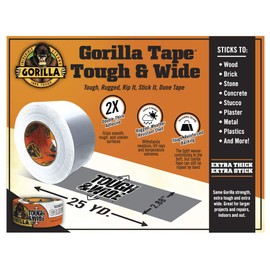 Gorilla Tough & Wide Duct Tape, 2.88" x 25 yd, White, (Pack of 1)