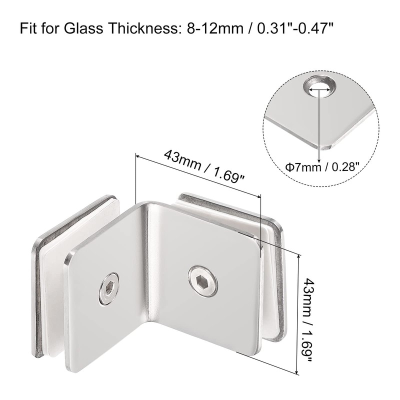 sourcing map Stainless Steel 90 Degree Glass Clamp, 6pcs for