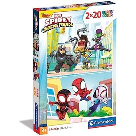 Clementoni 24794 - Rompecabezas de 2 x 20 Piezas Supercolor Marvel Spidey and His Amazing Friends, 2 x 20 Piezas para niños de 3 años, Multicolor,