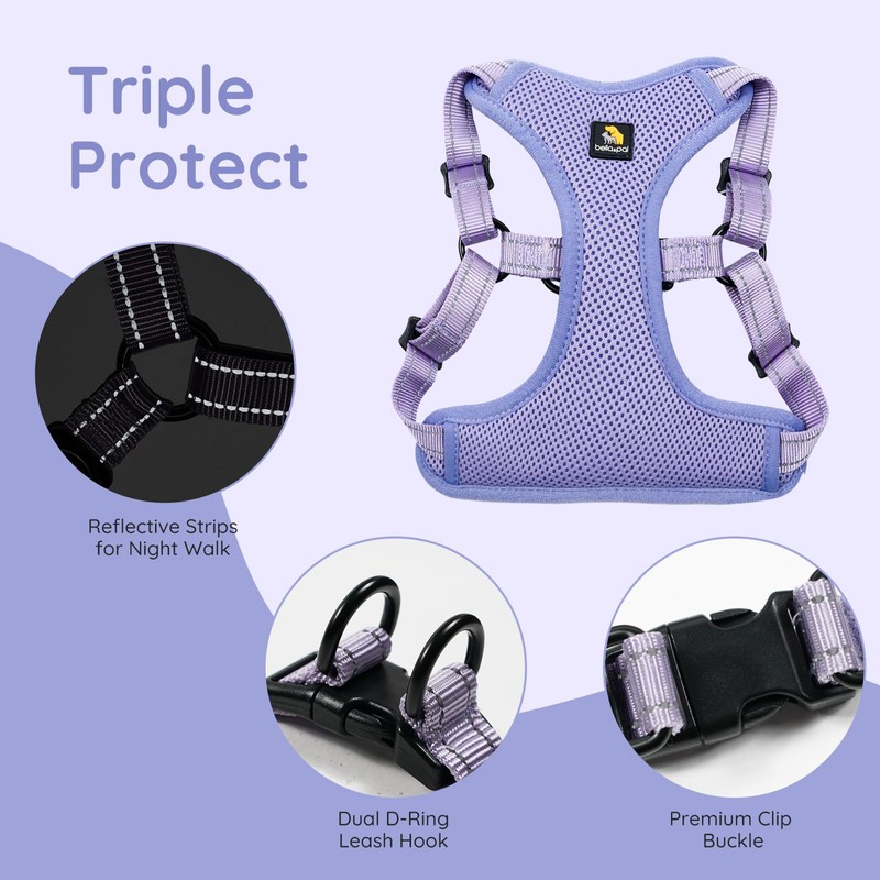 BELLA & PAL Adjustable Step-in Dog Harness, Puppy No-Pull Vest