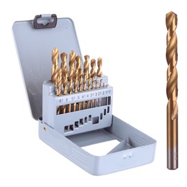 Metal Drill Bit Titanium HSS-TIN Titanium Drill Bit Set for Metal 19 Pieces 1-10 mm