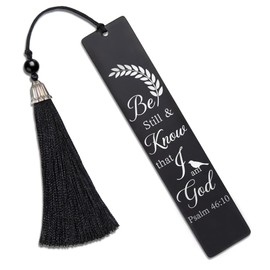 DYJYBMY Be Still and Know That I am God Black Engraved Metal Bookmark, Funny Stainless Steel Bookmark for Book Lover, Psalm 46:10 Bible Verses Gifts, Christian Gifts for Librarian Teacher Book Club