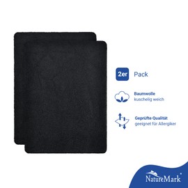 NatureMark Pack of 2 Children's Terry Fitted Sheets, Cuddly Soft, for Baby Cot and Cot, 70 x 140 cm, Black