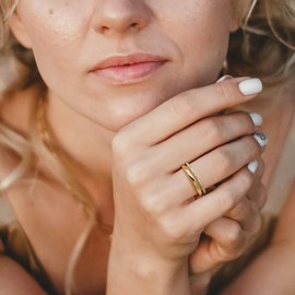 TOBENO 14K Gold Non Tarnish Rings for Women Thick Dainty Effortless Chic Bold Versatile Women Gold Rings 5-9