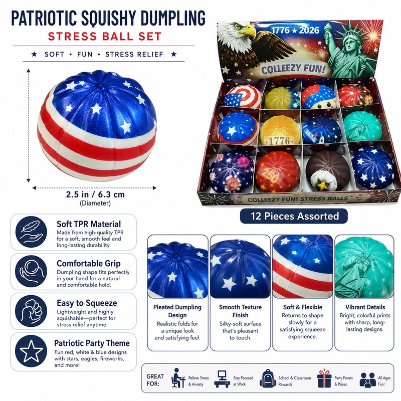 USA 250th Anniversary Squishy Toy Set for Stress Relief –