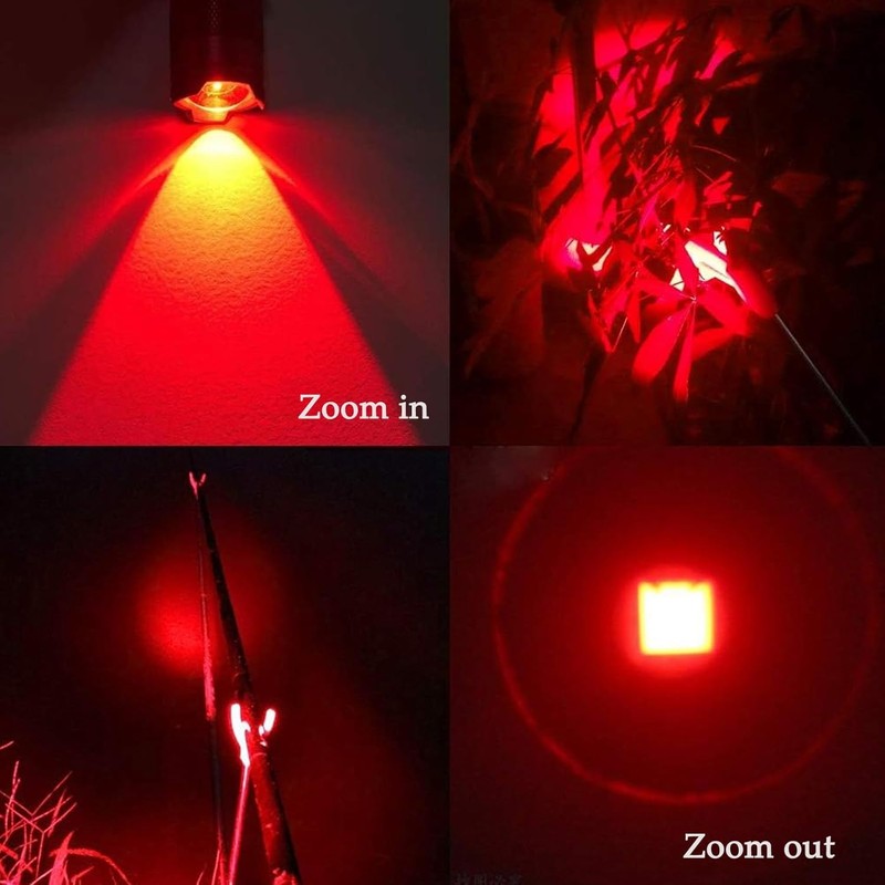 Souyos Red Light Flashlight Mini Red Led Light Zoomable Single