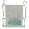 Lunarable Kraken Drawstring Backpack, Greyscale Viking Boat on Sea, Sackpack