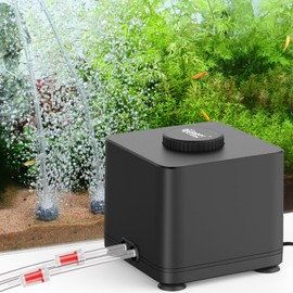 hygger Aquarium Air Pump, Quiet Adjustable Fish Tank Air Pump, 4W/7W/11W Powerful Oxygen Aerator Dual Stainless Steel Outlets with Air Stone Bubbler for Small Medium Large Fish Tank, Hydroponic, 7W
