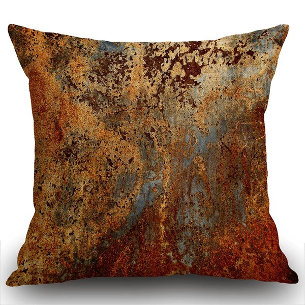 Smooffly Cushion Cover Decorative 18x18 Inch Brown Rust Colorful Metal Rusty Steel Iron Structure Wall Door Two Sides Print Pillowcase Case Throw Pillow Cover 45x45cm