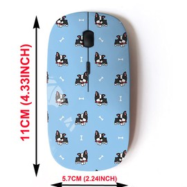 mouse inalámbrico de 2,4 G con bonito diseño de patrón para todos los portátiles y computadoras de computadora con nano receptor, dibujos animados de Boston Terrier Puppy