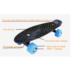 SK8MEMO 17x5 Inch Mini Skateboard, Mini Cruiser Skateboard for Beginners with ABEC-7 Bearing and Soft PU Wheels