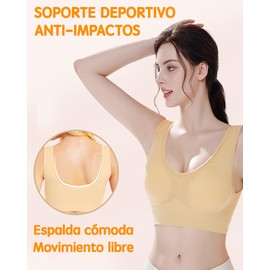 HAPYHVN Brasier Deportivo Mujer, Brasier sin Varillas Mujer 4 Piezas, Copas Acolchadas extraíbles, Sin Costuras Sin Varilla Sujetadores (MX/US, Alfa, Mediano, Regular, Regular, 4 Colour)