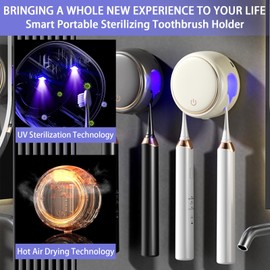 Wall Mounted Toothbrush Holder,Toothbrush Covers with 2 Toothbrush Slots,Rechargeable Travel Home Toothbrush and Holder for Electric and Manual Toothbrushes,Cleaner Case Without Drilling (Beige)