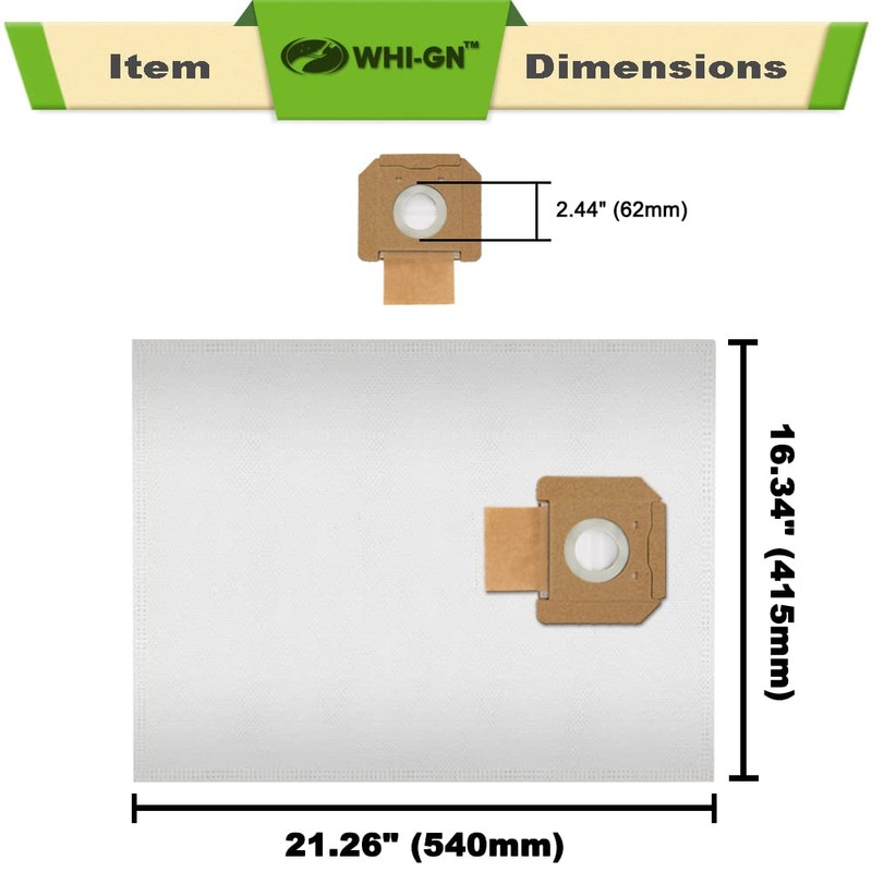 WHI-GN Replacement for BOSCH Bags, VB090F Fleece Filter Bags, compatible