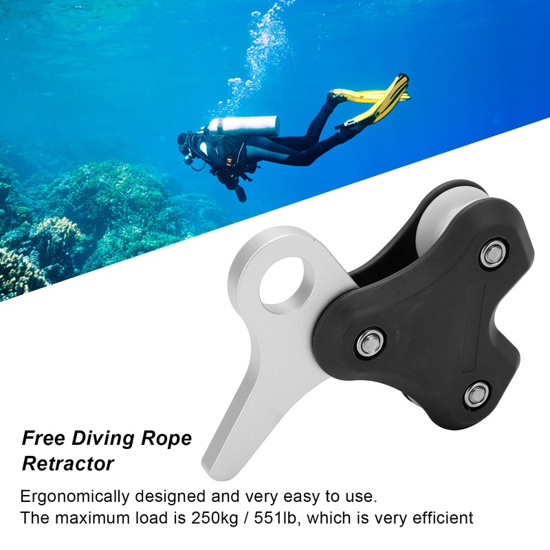 Aluminum Alloy Pulley Scuba Free Diving Buoy Metal Rope Retractor