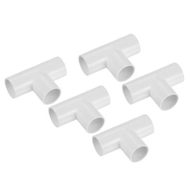 sourcing map PVC Pipe Connector T-shaped Fittings 25 mm 3-Way for Hose Electrical Cable Pack of 5