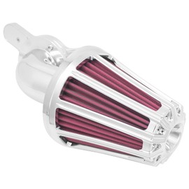 HCmotorku Air Cleaner Filter 90° Forward-Facing Intake Kit CNC Fit for Harley Touring Softail Dyna Sportster XL (Chrome Housing Red Element, B For Touring 00-07,Softail 00-15,Dyna 00-17)