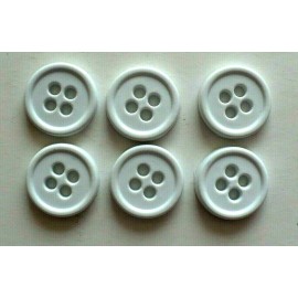 Unbranded 6/pcs Buttons small size D=7/16" (12mm)  White color 4 holes