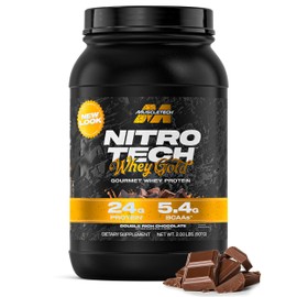 Muscletech Whey Protein Powder (Double Rich Chocolate, 2LB) - Nitro-Tech Whey Protein Isolate Smoothie Mix for Lean Muscle & Recovery - 24g of Whey Gold for Women & Men - Packaging May Vary