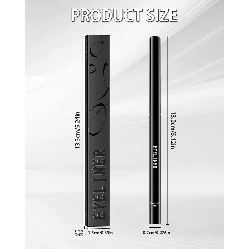 Black Gel Eyeliner Pencil,Waterproof Eye Liner Waterline Pen for Women