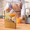BWODYAY Straw Holder, Acacia Wood Straws Organizer, Cupboard Reusable Straws
