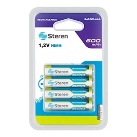 STEREN Bat-NM-AAA Paquete de 4 Pilas Recargables AAA composición química de NiMH con Capacidad de 600 mAh a 1,2 Volts de Corriente Continua